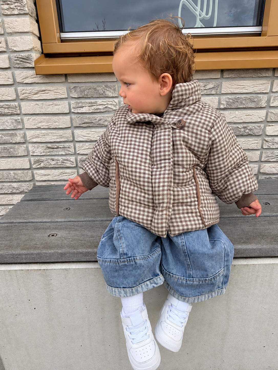 Checkered Puff Jacket